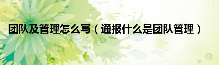 团队及管理怎么写(通报什么是团队管理)