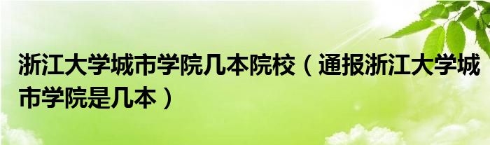 浙江大学城市学院几本院校(通报浙江大学城市学院是几本)