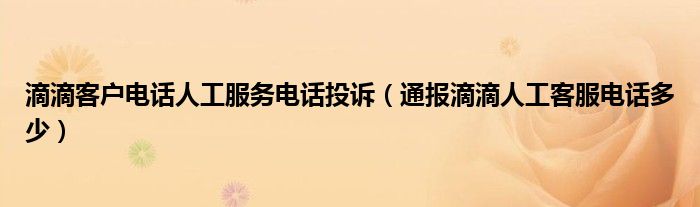 滴滴客户电话人工服务电话投诉(通报滴滴人工客服电话多少)