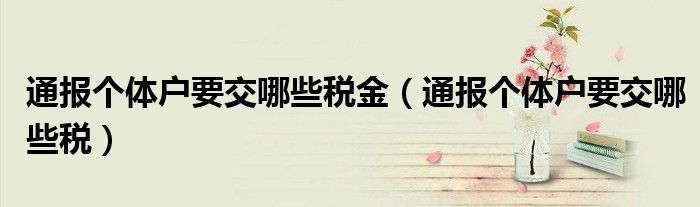 通报个体户要交哪些税金(通报个体户要交哪些税)