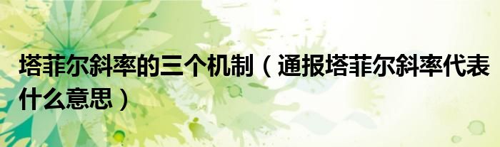 塔菲尔斜率的三个机制(通报塔菲尔斜率代表什么意思)