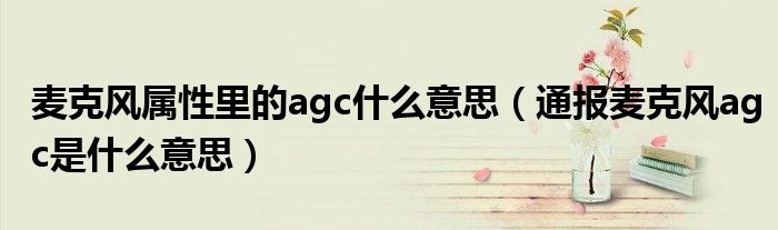 麦克风属性里的agc什么意思(通报麦克风agc是什么意思)