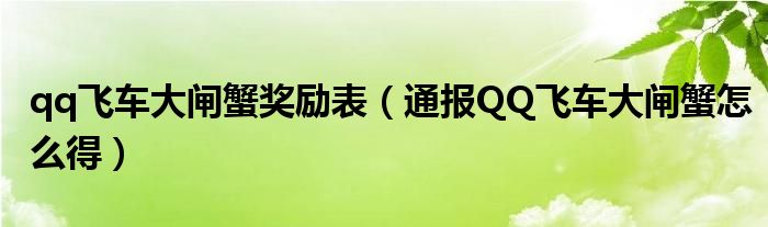 qq飞车大闸蟹奖励表(通报QQ飞车大闸蟹怎么得)