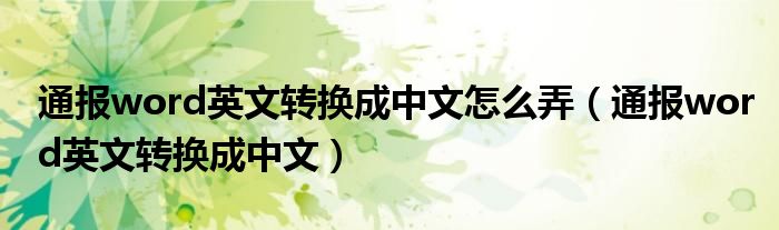 通报word英文转换成中文怎么弄(通报word英文转换成中文)