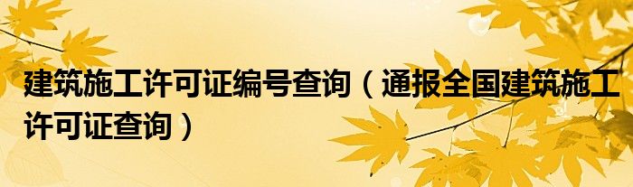建筑施工许可证编号查询(通报全国建筑施工许可证查询)