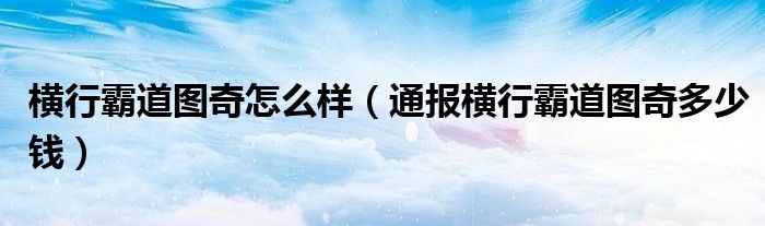 横行霸道图奇怎么样(通报横行霸道图奇多少钱)