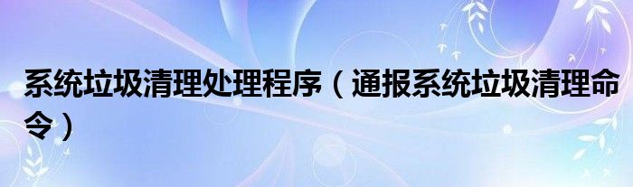 系统垃圾清理处理程序(通报系统垃圾清理命令)