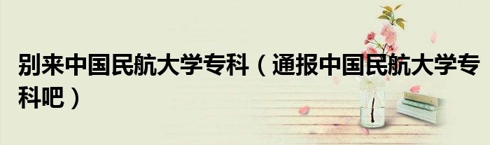 别来中国民航大学专科(通报中国民航大学专科吧)