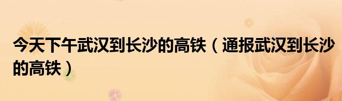 今天下午武汉到长沙的高铁(通报武汉到长沙的高铁)