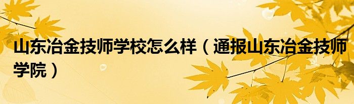 山东冶金技师学校怎么样(通报山东冶金技师学院)