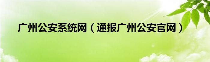 广州公安系统网(通报广州公安官网)