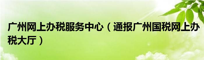 广州网上办税服务中心(通报广州国税网上办税大厅)