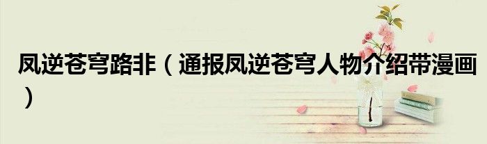 凤逆苍穹路非(通报凤逆苍穹人物介绍带漫画)