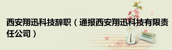 西安翔迅科技辞职(通报西安翔迅科技有限责任公司)