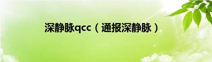 深静脉qcc(通报深静脉)