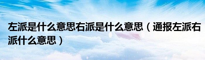左派是什么意思右派是什么意思(通报左派右派什么意思)