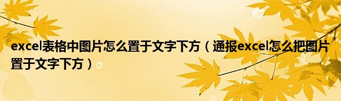 excel表格中图片怎么置于文字下方(通报excel怎么把图片置于文字下方)