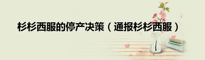 杉杉西服的停产决策(通报杉杉西服)