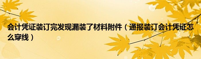 会计凭证装订完发现漏装了材料附件(通报装订会计凭证怎么穿线)