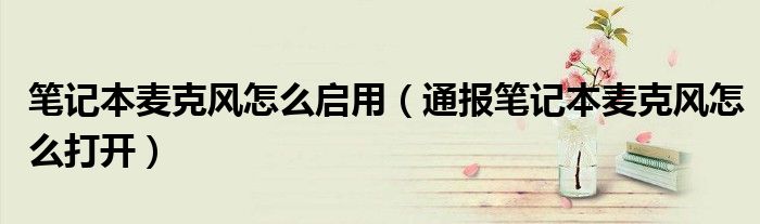 笔记本麦克风怎么启用(通报笔记本麦克风怎么打开)