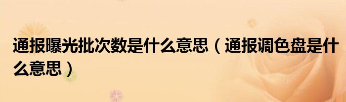 通报曝光批次数是什么意思(通报调色盘是什么意思)