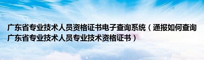 广东省专业技术人员资格证书电子查询系统(通报如何查询广东省专业技术人员专业技术资格证书)