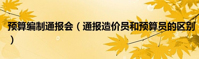 预算编制通报会(通报造价员和预算员的区别)