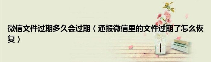 微信文件过期多久会过期(通报微信里的文件过期了怎么恢复)