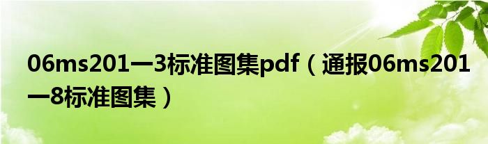 06ms201一3标准图集pdf(通报06ms201一8标准图集)