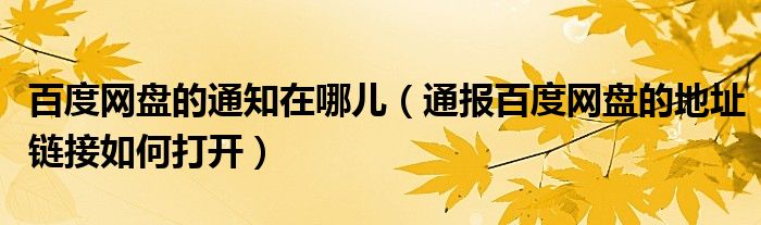 百度网盘的通知在哪儿(通报百度网盘的地址链接如何打开)