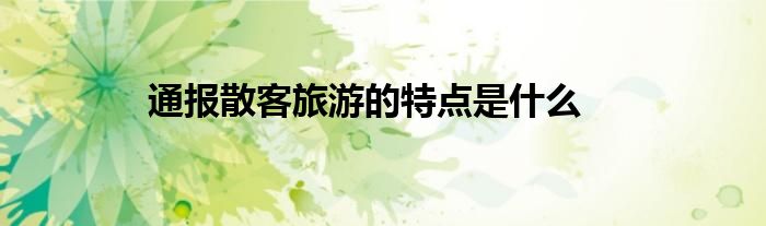 通报散客旅游的特点是什么