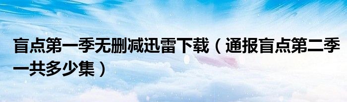 盲点第一季无删减迅雷下载(通报盲点第二季一共多少集)
