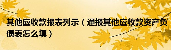 其他应收款报表列示(通报其他应收款资产负债表怎么填)