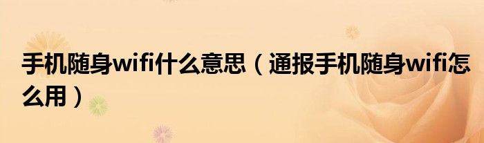 手机随身wifi什么意思(通报手机随身wifi怎么用)