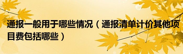 通报一般用于哪些情况(通报清单计价其他项目费包括哪些)