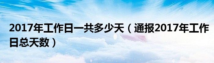 2017年工作日一共多少天(通报2017年工作日总天数)