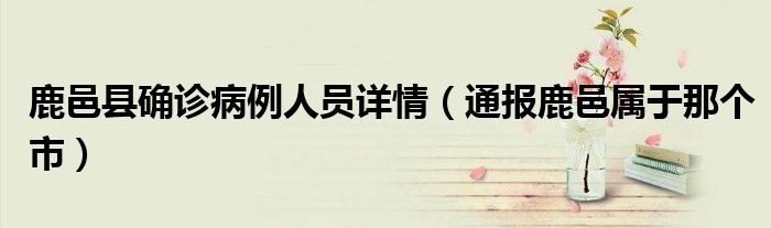 鹿邑县确诊病例人员详情(通报鹿邑属于那个市)