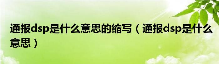 通报dsp是什么意思的缩写(通报dsp是什么意思)