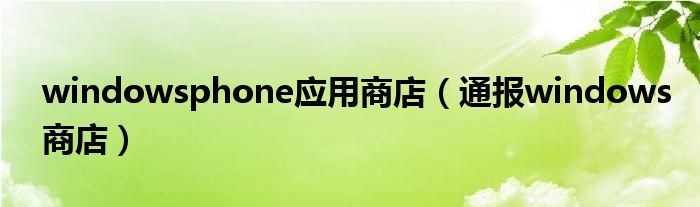 windowsphone应用商店(通报windows商店)