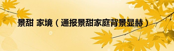 景甜 家境(通报景甜家庭背景显赫)
