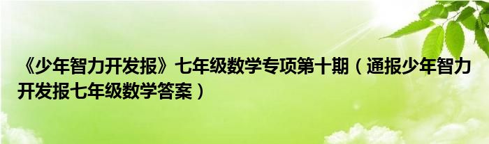 《少年智力开发报》七年级数学专项第十期(通报少年智力开发报七年级数学答案)