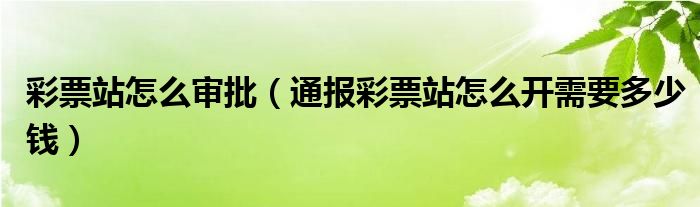 彩票站怎么审批（通报彩票站怎么开需要多少钱）