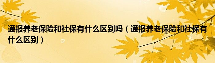 通报养老保险和社保有什么区别吗（通报养老保险和社保有什么区别）