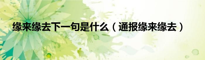 缘来缘去下一句是什么(通报缘来缘去)