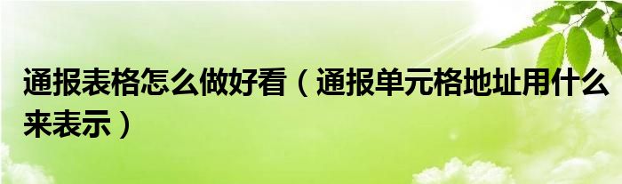 通报表格怎么做好看(通报单元格地址用什么来表示)
