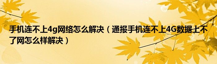 手机连不上4g网络怎么解决(通报手机连不上4G数据上不了网怎么样解决)