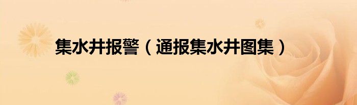 集水井报警(通报集水井图集)