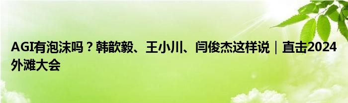 AGI有泡沫吗?韩歆毅、王小川、闫俊杰这样说|直击2024外滩大会