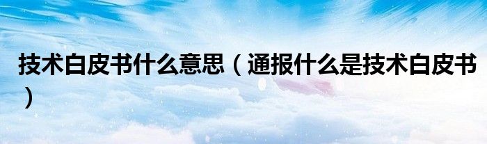 技术白皮书什么意思(通报什么是技术白皮书)
