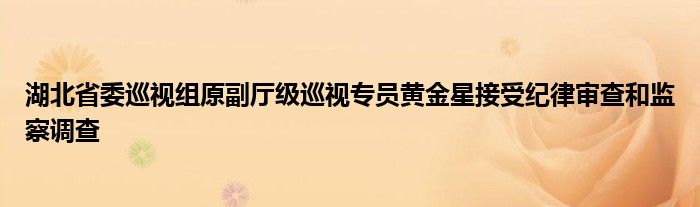 湖北省委巡视组原副厅级巡视专员黄金星接受纪律审查和监察调查
